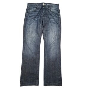 7 For All Mankind Standard Straight Leg Jeans Mens 32 Dark Wash Button Fly Pants